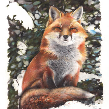 Desenho intitulada "Red Fox VI" por Daria Maier, Obras de arte originais, Canetac de aerossol