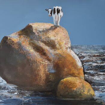 Картина под названием "comme une vache sur…" - Bernard Maignan, Подлинное произведение искусства, Акрил