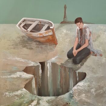 Pintura intitulada "La mer a disparu ?" por Bernard Maignan, Obras de arte originais, Acrílico