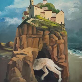 Pintura intitulada "La grotte du loup b…" por Bernard Maignan, Obras de arte originais, Acrílico