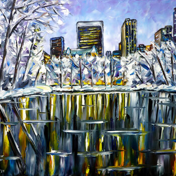 Painting titled "Winter In Central P…" by Mirek Kuzniar, Original Artwork, Oil