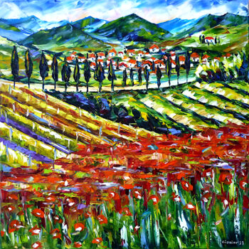 Pittura intitolato "Tuscany landscape" da Mirek Kuzniar, Opera d'arte originale, Olio