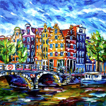 Ζωγραφική με τίτλο "Amsterdam view" από Mirek Kuzniar, Αυθεντικά έργα τέχνης, Λάδι