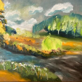 Painting titled "Traum am Fluss" by Marek Raminski, Original Artwork, Oil