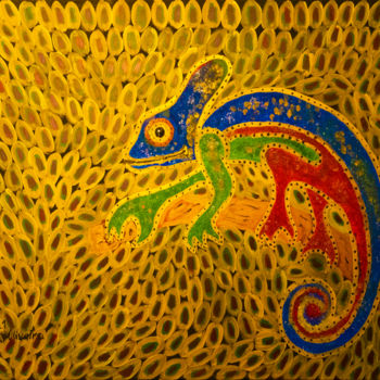 「The Chameleon」というタイトルの絵画 Mirna Oliveiraによって, オリジナルのアートワーク, アクリル