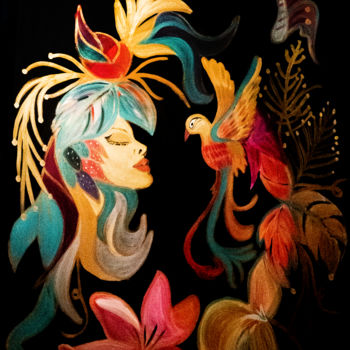 Painting titled "Female Nature" by Mirna Oliveira, Original Artwork, Acrylic