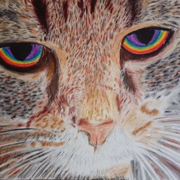 Dessin intitulée "Katze / Cat Pride R…" par Ed Gar, Œuvre d'art originale, Pastel