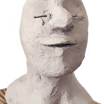 「masque」というタイトルの彫刻 Christina Clementeによって, オリジナルのアートワーク, 粘土