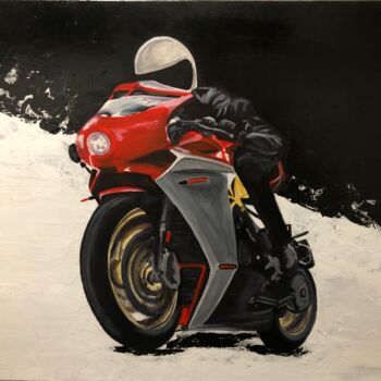 Painting titled "MV Augusta supervel…" by Maïlys Painting, Original Artwork, Acrylic Mounted on Wood Stretcher frame