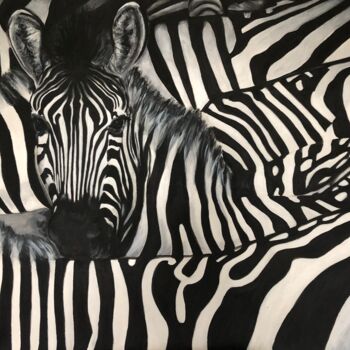 Painting titled "Zebre 8 tête sorten…" by Maïlys Painting, Original Artwork, Acrylic Mounted on Wood Stretcher frame