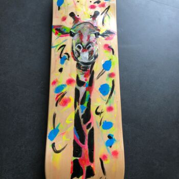 Painting titled "Girafe festive" by Maïlys Painting, Original Artwork, Acrylic Mounted on Wood Stretcher frame