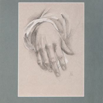 Рисунок под названием "Этюд руки" - Татьяна Майорова, Подлинное произведение искусства, Графит Установлен на картон