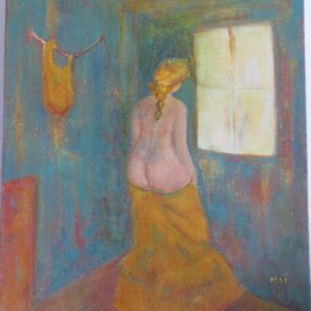 Peinture intitulée "femme à sa fenetre" par Mai, Œuvre d'art originale