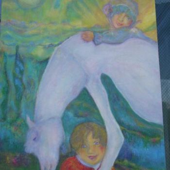 Peinture intitulée "la licorne" par Mai, Œuvre d'art originale