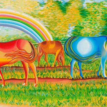 Painting titled "The rainbow accompa…" by Mairim Perez Roca, Original Artwork, Acrylic