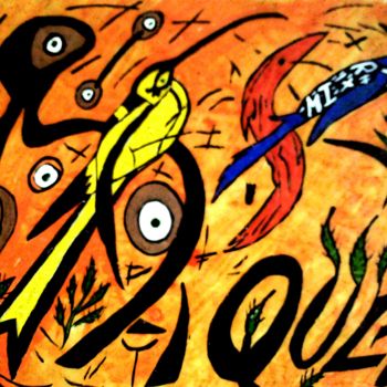 Pintura titulada "a festa do colibri" por Mairon Almeida, Obra de arte original