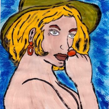 Pintura titulada "moça de chapéu" por Mairon Almeida, Obra de arte original