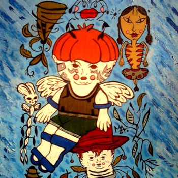 Pintura intitulada "o menino e o vagalu…" por Mairon Almeida, Obras de arte originais, Acrílico