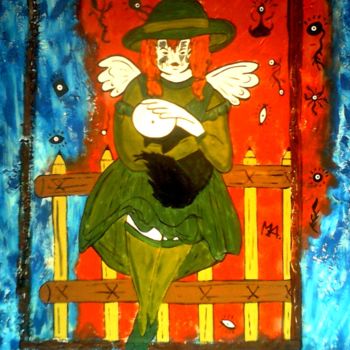 Peinture intitulée "a jovem de verde" par Mairon Almeida, Œuvre d'art originale