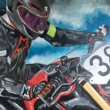 Painting titled "Le motard" by Maïté, Original Artwork, Acrylic