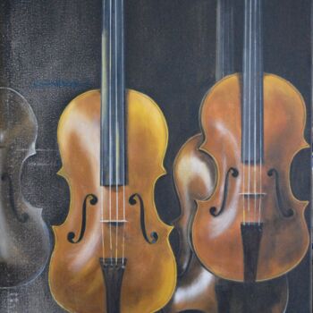 Peinture intitulée "Les violons de l'au…" par Maïté Letord, Œuvre d'art originale, Acrylique