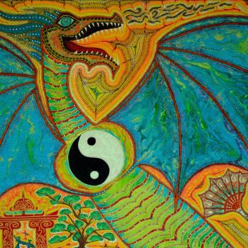 Pintura intitulada "La Dragonne" por Maïthé Mercaderre, Obras de arte originais, Acrílico