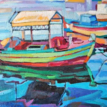 Pintura titulada "OLD FISHING BOAT" por Maja Djokic Mihajlovic, Obra de arte original, Oleo