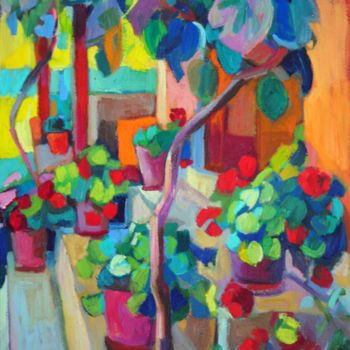 Malerei mit dem Titel "Summer garden" von Maja Djokic Mihajlovic, Original-Kunstwerk, Öl