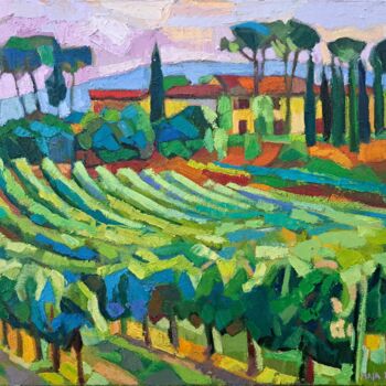 Pittura intitolato "Vineyard" da Maja Djokic Mihajlovic, Opera d'arte originale, Olio