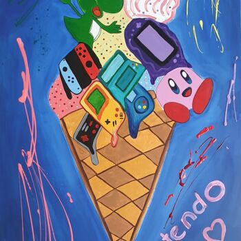 Peinture intitulée "Nintendo ice" par Maja Flügel, Œuvre d'art originale, Acrylique