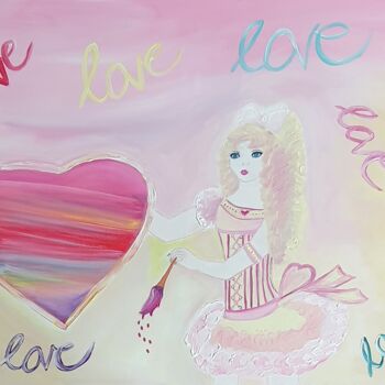 Malerei mit dem Titel "Give me Love" von Maja Flügel, Original-Kunstwerk, Acryl Auf Keilrahmen aus Holz montiert