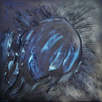 Painting titled "Der blaue Stern" by Maja Flügel, Original Artwork, Acrylic Mounted on Wood Stretcher frame