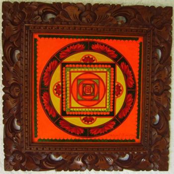 Malarstwo zatytułowany „Mandala 8 Lotus” autorstwa C.Majal, Oryginalna praca, Olej
