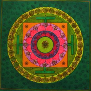 Malarstwo zatytułowany „Mandala de la Rose…” autorstwa C.Majal, Oryginalna praca, Olej