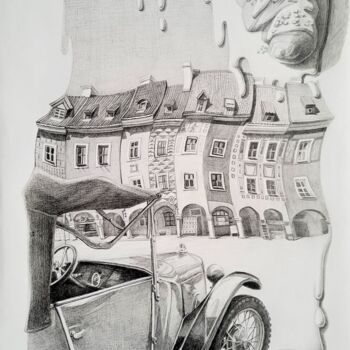 Рисунок под названием "Poznań. Słodkie wsp…" - Maja Wolf, Подлинное произведение искусства, Карандаш