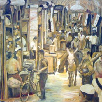 Painting titled "souk in old aleppo" by Majd Kayali, Original Artwork