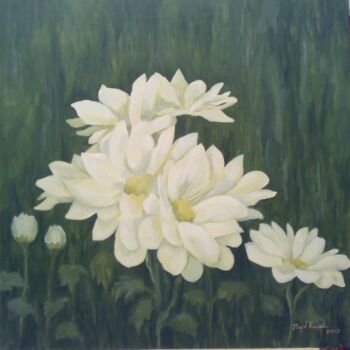 Painting titled "white flowers" by Majd Kayali, Original Artwork