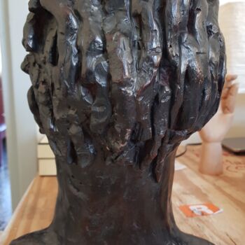 Sculpture titled "head back view" by Majd, Original Artwork, Plaster
