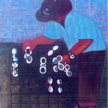Pintura intitulada "O Vendedor de óculos" por Sérgio Pinheiro, Obras de arte originais