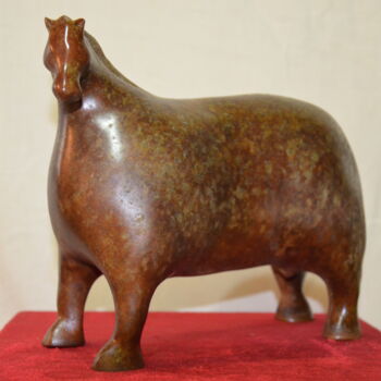 Sculptuur getiteld "le cheval avec une…" door Majid Hamidiani, Origineel Kunstwerk, Bronzen