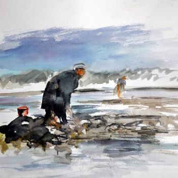 Peinture intitulée "Les Marayeurs ... T…" par Majo, Œuvre d'art originale, Aquarelle