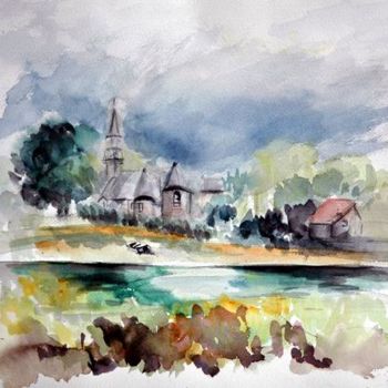 Painting titled "Quiètude .. Softnes…" by Majo, Original Artwork, Watercolor