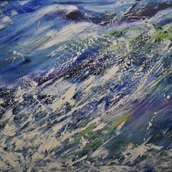 Malerei mit dem Titel "Abstraction of Waves" von Maka Kvartskhava (Stillwhite), Original-Kunstwerk, Öl