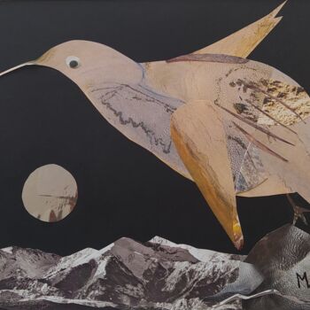 Collages titled "Rêve de montagne oi…" by Makalo, Original Artwork, Collages Mounted on Wood Panel