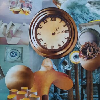 Collages getiteld "Alice et les élémen…" door Makalo, Origineel Kunstwerk, Collages Gemonteerd op Houten paneel