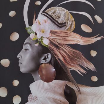Collagen mit dem Titel "Portrait profil roy…" von Makalo, Original-Kunstwerk, Collagen Auf Holzplatte montiert