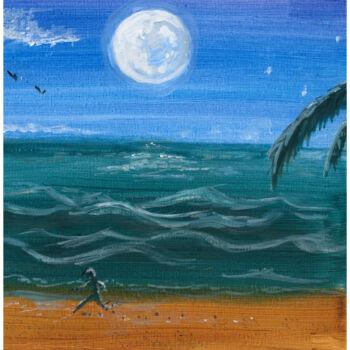 Pittura intitolato "Sérénité lunaire" da Willy Hervy, Opera d'arte originale, Acrilico Montato su Telaio per barella in legno