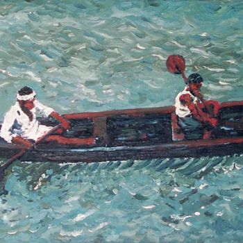 Ζωγραφική με τίτλο "The boaters" από Sreenivasa Ram Makineedi, Αυθεντικά έργα τέχνης, Λάδι