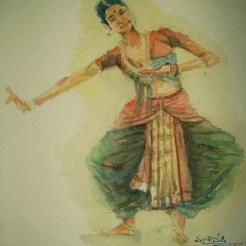 Peinture intitulée ""Study of a Dancer"" par Sreenivasa Ram Makineedi, Œuvre d'art originale, Huile