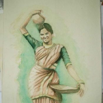 Painting titled "Indian lady" by Sreenivasa Ram Makineedi, Original Artwork, Oil